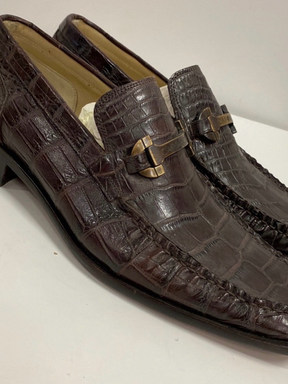 Caporicci 9318 unisex brown genuine alligator made 100% Italy. 🇮🇹